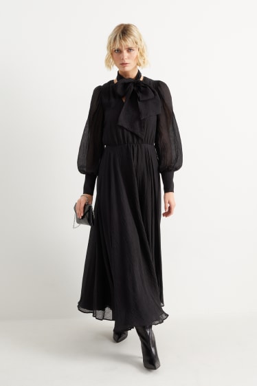 Damen - Fit & Flare Kleid - schwarz