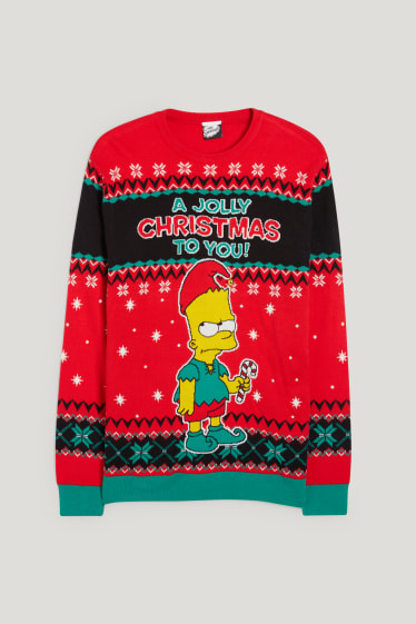 Clockhouse Boys - Weihnachtspullover - Die Simpsons - rot
