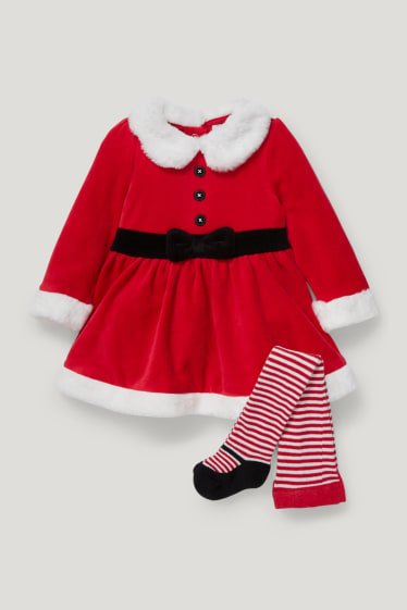 Baby Girls - Baby Christmas outfit - 2 piece - dark red