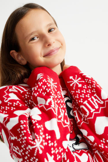 Kids Girls - Micky Maus - Weihnachtspullover - rot