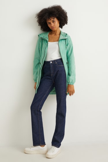 Damen - Jacke mit Kapuze und Tasche - faltbar - grün
