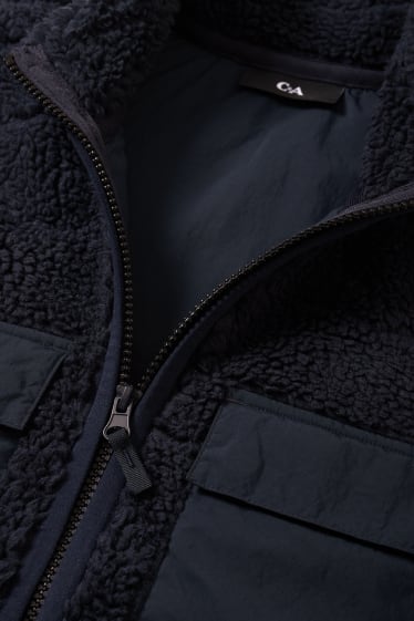 Men - Teddy fur waistcoat - THERMOLITE® - dark blue