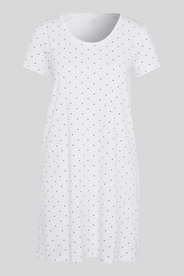 Mujer - Vestido básico - Algodón orgánico - De lunares - blanco / negro