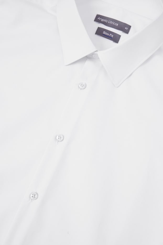 Uomo - Camicia business - slim fit - colletto all’italiana - facile da stirare - bianco