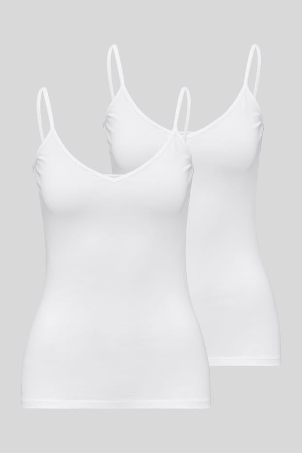 Femmes - Lot de 2 - hauts basiques - coton bio - blanc