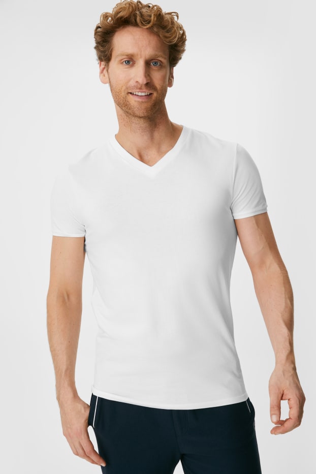 Hommes - T-shirt - flex - coton bio - LYCRA® - blanc