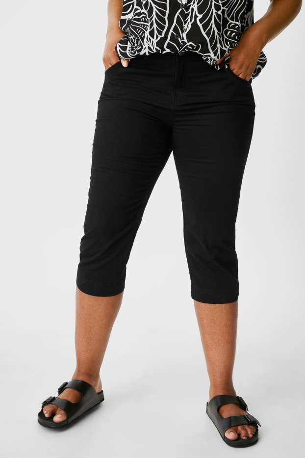 Women - Capri trousers - organic cotton - black