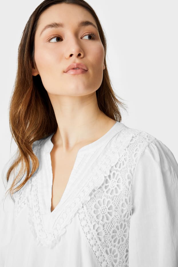 Femmes - Robe - coton bio - blanc