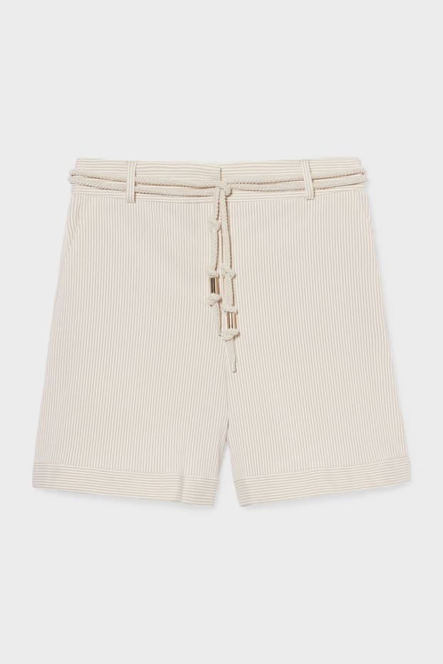 Donna - Shorts con cintura - a righe - beige
