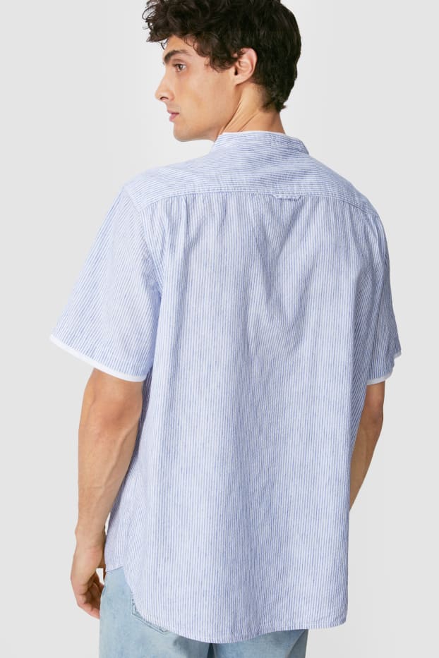 Hombre - Camisa - regular fit - look 2 en 1 - de rayas - azul / crema