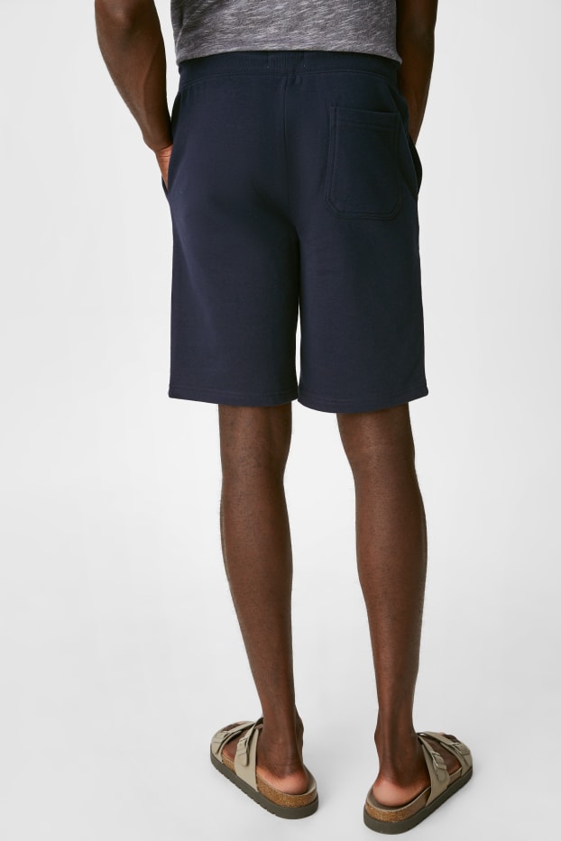 Hombre - Shorts de felpa - algodón orgánico - azul oscuro