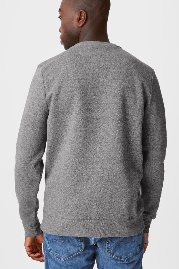 Hommes - Sweat-shirt - matière recyclée - gris chiné