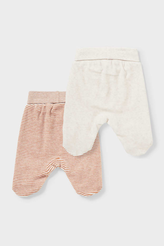 Baby Girls - Confezione da 2 - pantaloni per neonati - cotone biologico - beige