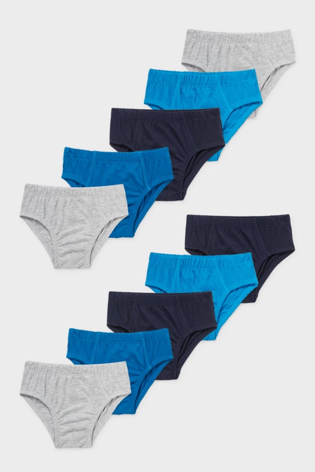 Toddler Boys - Multipack 10er - Slip - Bio-Baumwolle - grau / dunkelblau