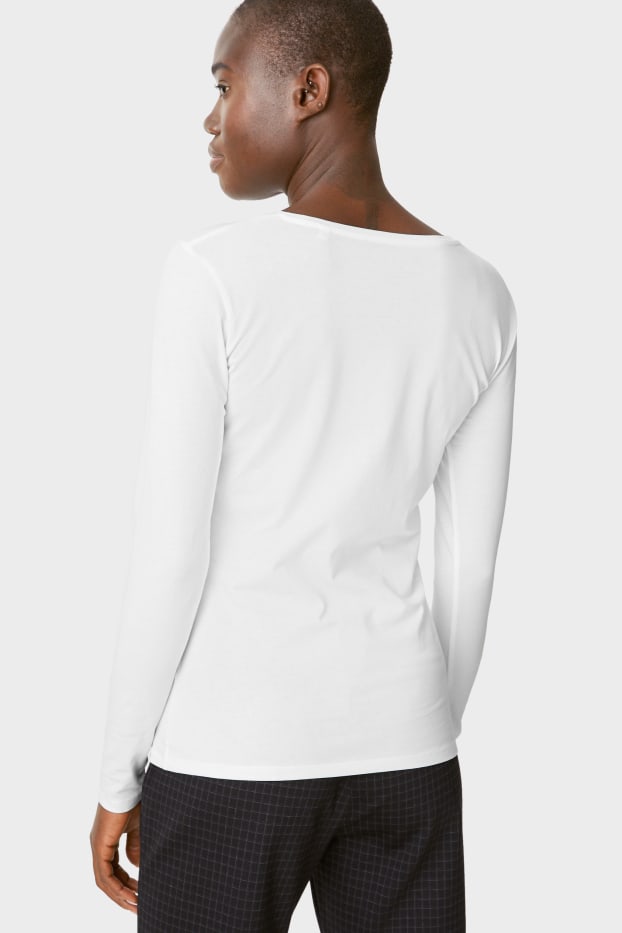Femei - Multipack 3 buc. - tricou cu mânecă lungă Basic - bumbac organic - negru / alb