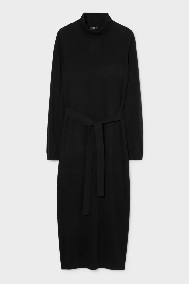 Damen - Feinstrick-Kleid - schwarz