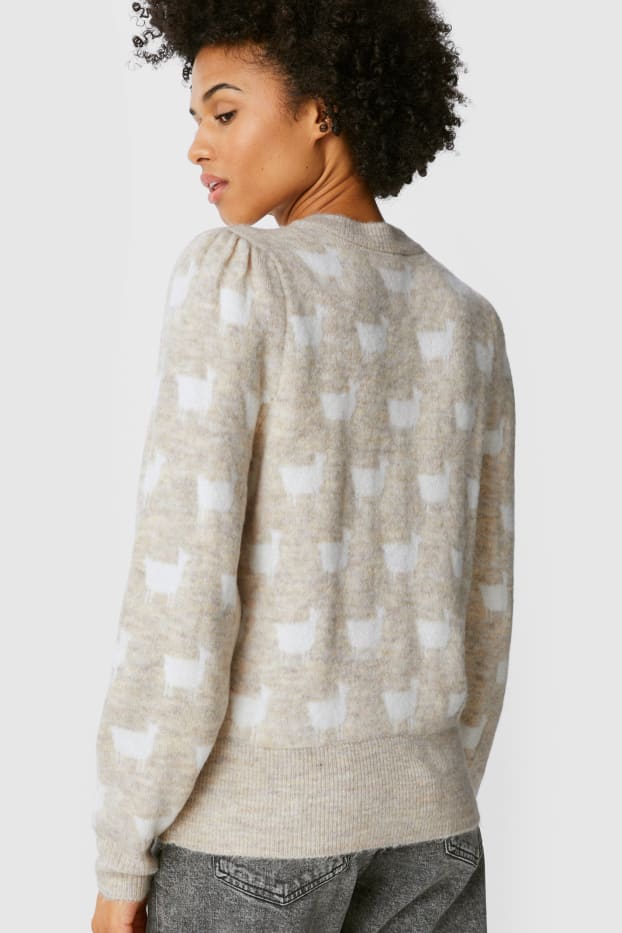 Damen - Pullover - recycelt - grau-braun