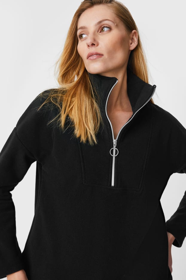 Kobiety - Sweter polarowy z linii Basic - materiał z recyklingu - czarny
