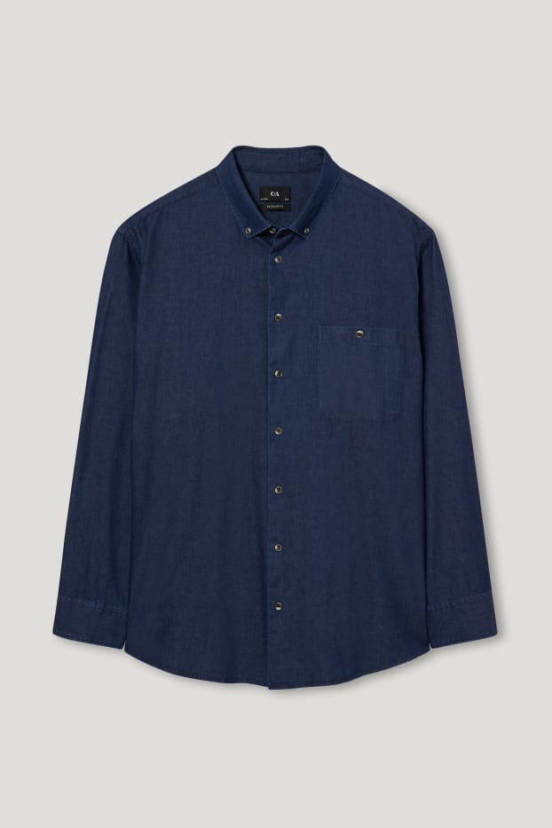 Men XL - Business shirt - regular fit - button-down collar - denim-dark blue