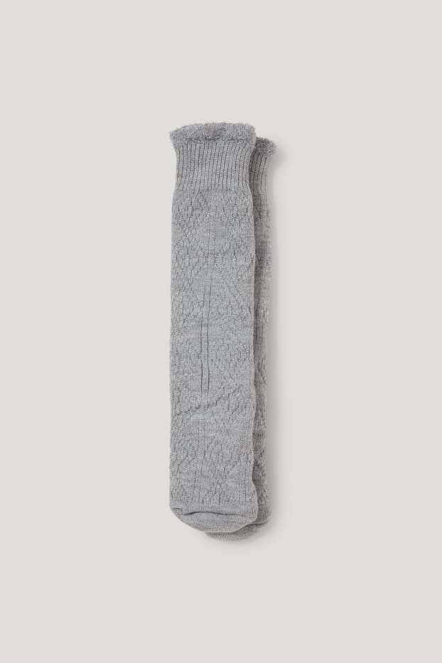 Herren - Anti-Rutsch-Socken - Bio-Baumwolle - grau-melange