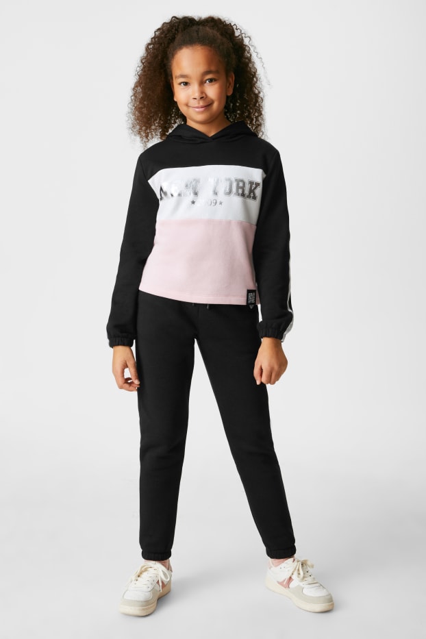 Kids Girls - Zestaw - bluza i spodnie dresowe - motyw augmented reality - czarny