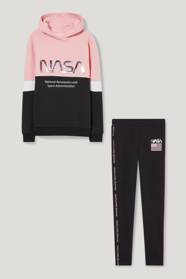 Kids Girls - NASA - bluza i legginsy - motyw AR - jasnoróżowy