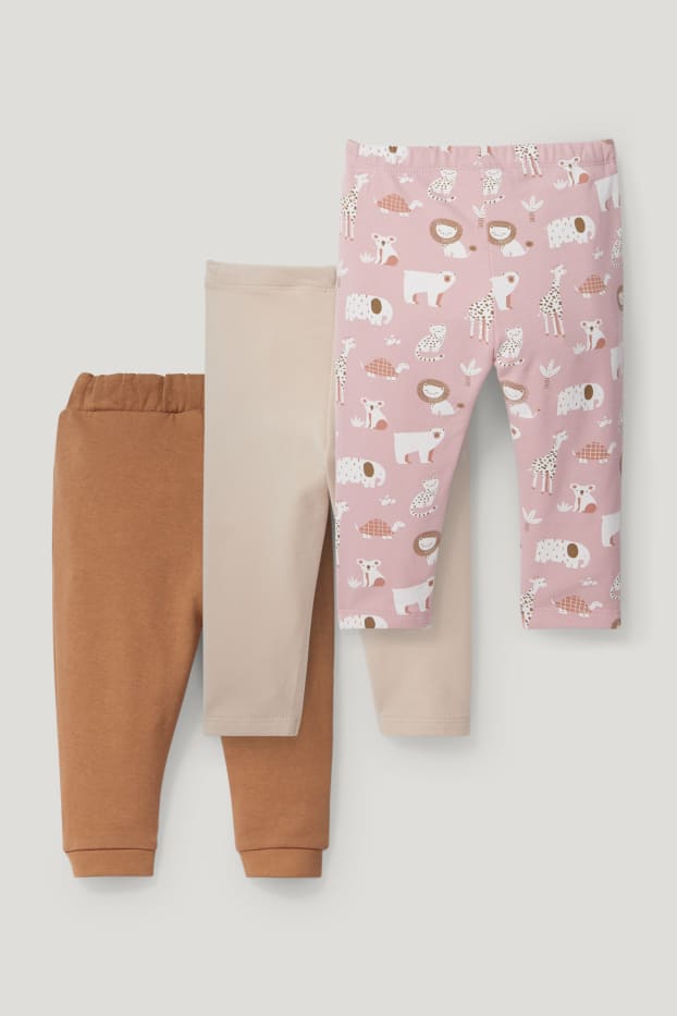 Bébé filles - Lot de 3 - leggings chauds pour bébé - rose