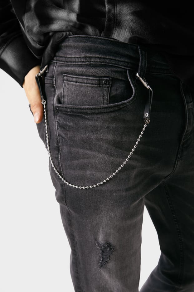 Clockhouse Boys - CLOCKHOUSE - Super Skinny Jeans z łańcuszkiem - LYCRA® - dżins-szary