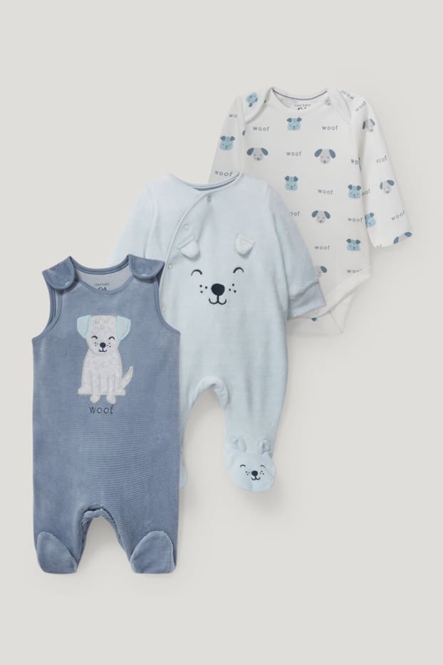 Baby Boys - Set - Baby-Strampler, -Body und -Schlafanzug - 3 teilig - blau