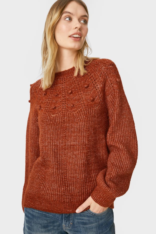 Damen - Pullover - recycelt - braun-melange
