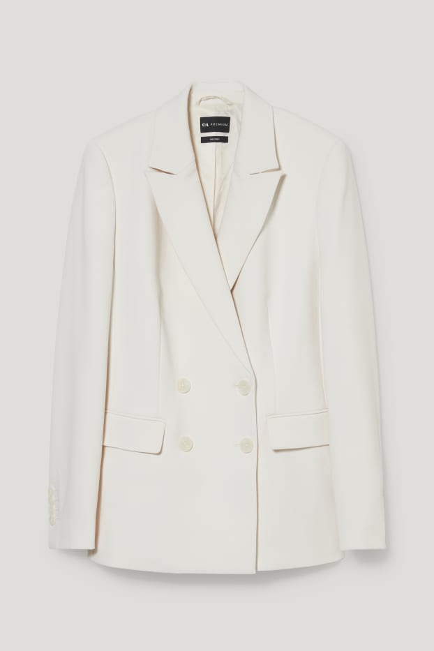 Dames - Business-blazer met schoudervullingen - gerecycled - crème wit