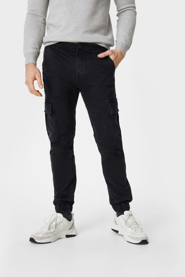 Herren - Tapered Jeans - Cargojeans - schwarz