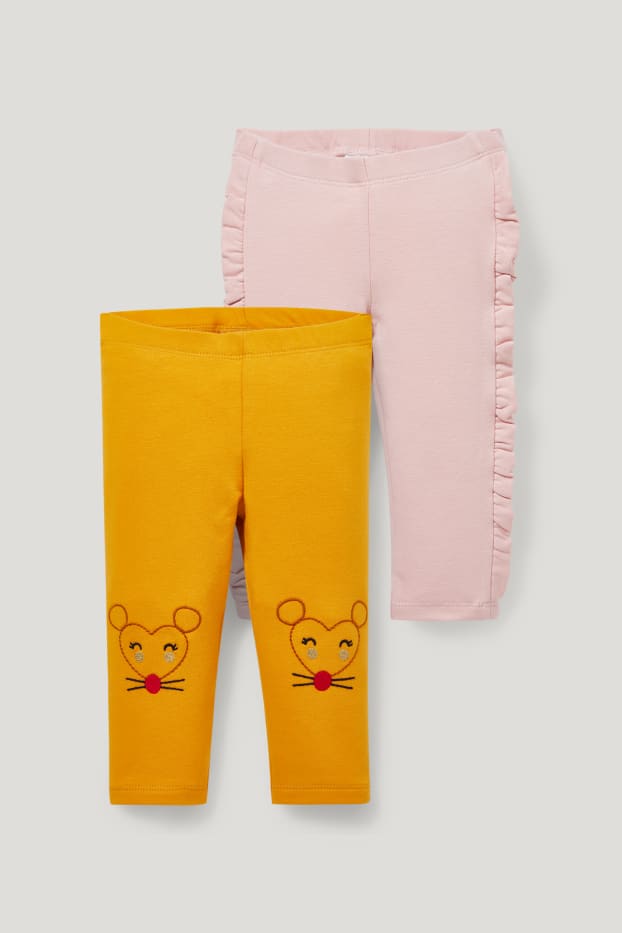 Bébé filles - Lot de 2 - leggings pour bébé - jaune