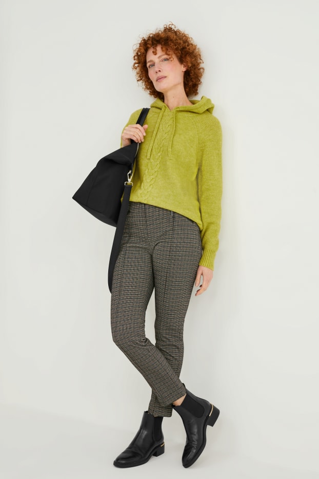 Kobiety - Sweter z kapturem - materiał z recyklingu - jasnozielony