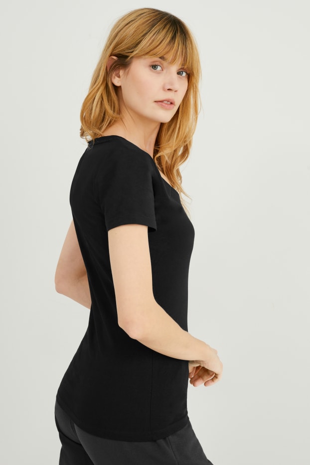 Femei - Multipack 2 buc. - tricou Basic - bumbac organic - negru