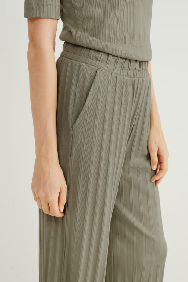 Femei - Pantaloni din jerseu - wide leg - verde deschis