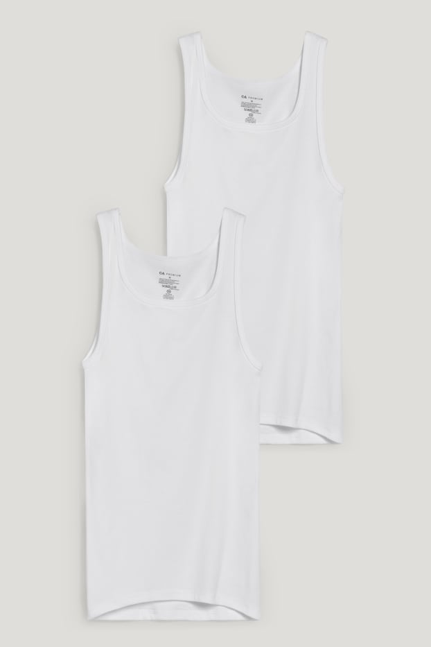 Herren - Multipack 2er - Unterhemd - Feinripp - Bio-Baumwolle - weiß