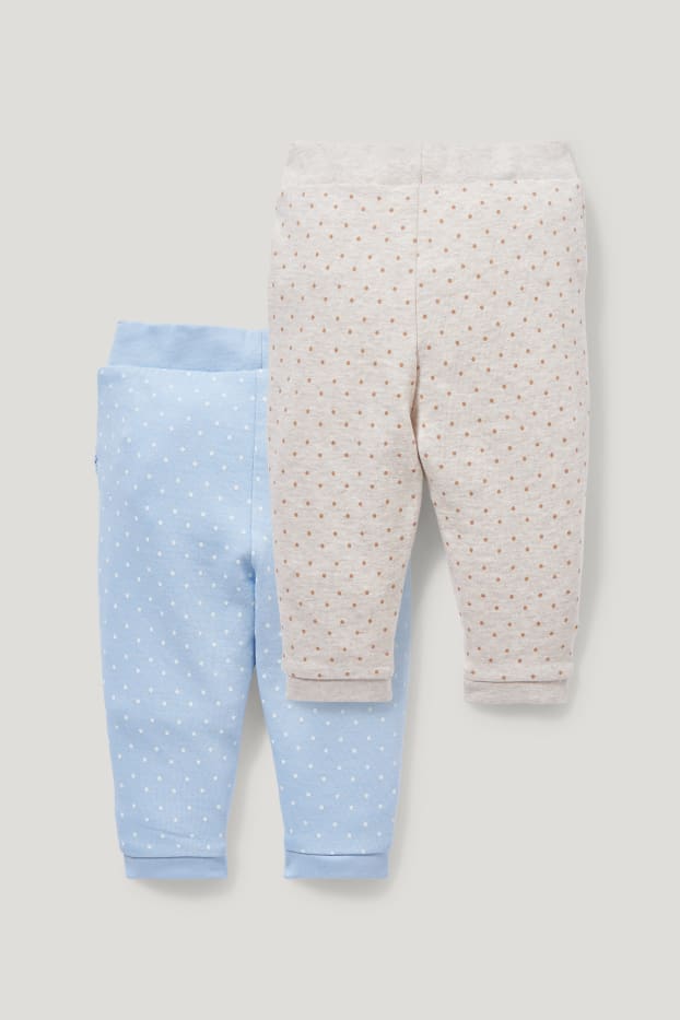 Baby Girls - Wielopak, 2 szt. - niemowlęce spodnie dresowe - w kropki - jasnoniebieski