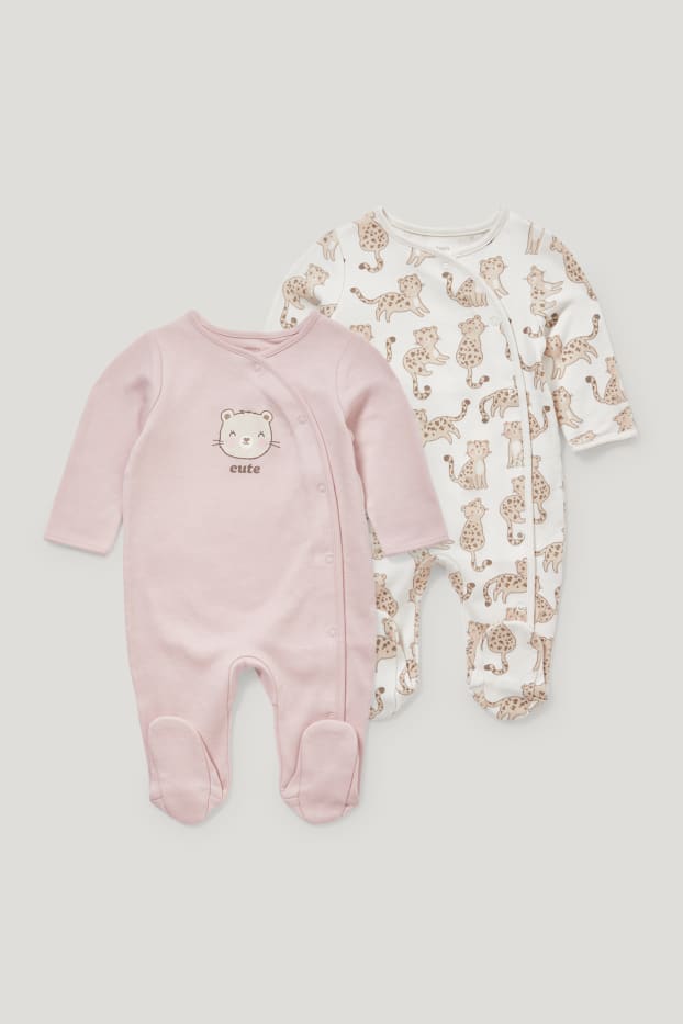 Bebés niñas - Pack de 2 - pijamas para bebé - algodón orgánico - rosa