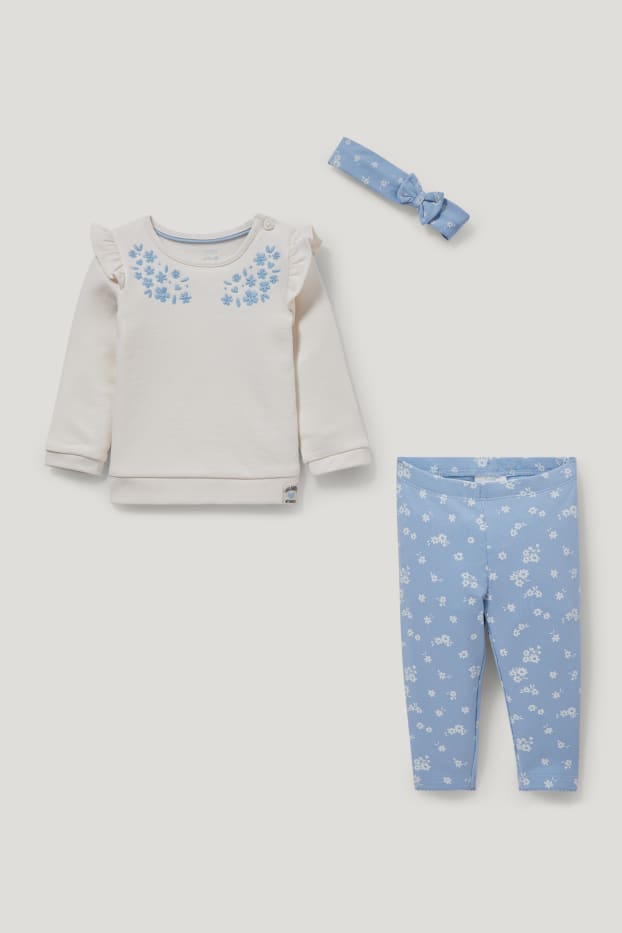 Baby Girls - Baby-Outfit - 3 teilig - cremeweiß