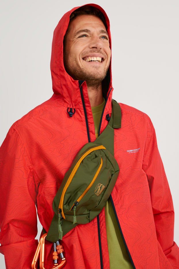 Mężczyźni - Kurtka przeciwdeszczowa z kapturem - hiking - pomarańczowy