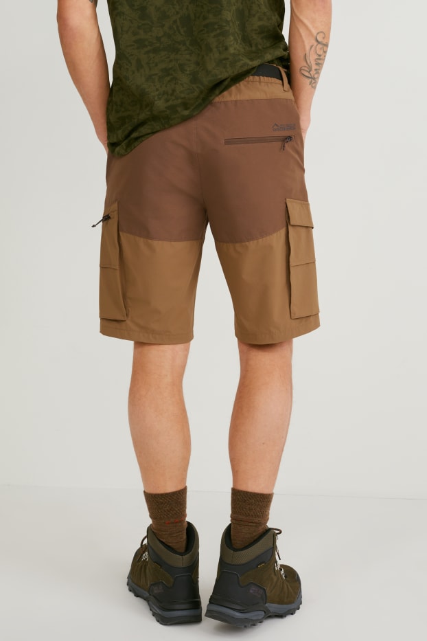 Men - Active Bermuda shorts with belt - hiking - regular fit - khaki