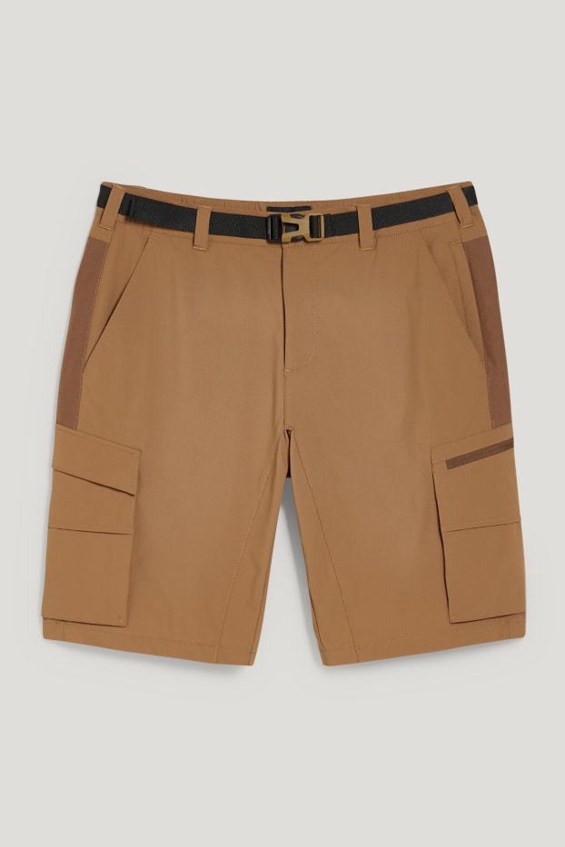 Men - Active Bermuda shorts with belt - hiking - regular fit - khaki
