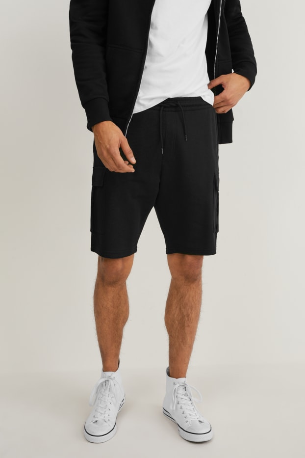 Men - Sweat shorts - organic cotton - black