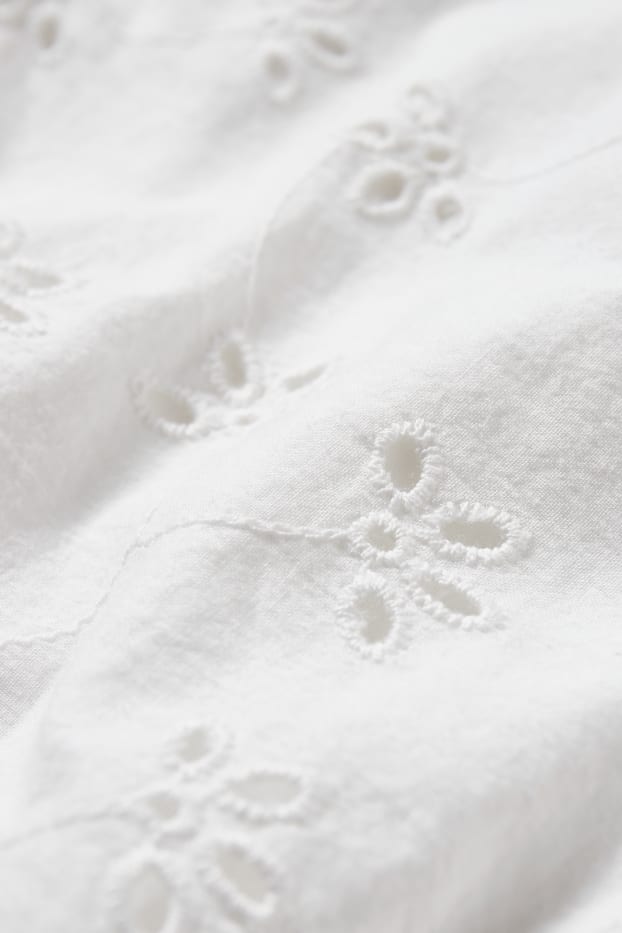 Damen - Fit & Flare Kleid - Bio-Baumwolle - weiß