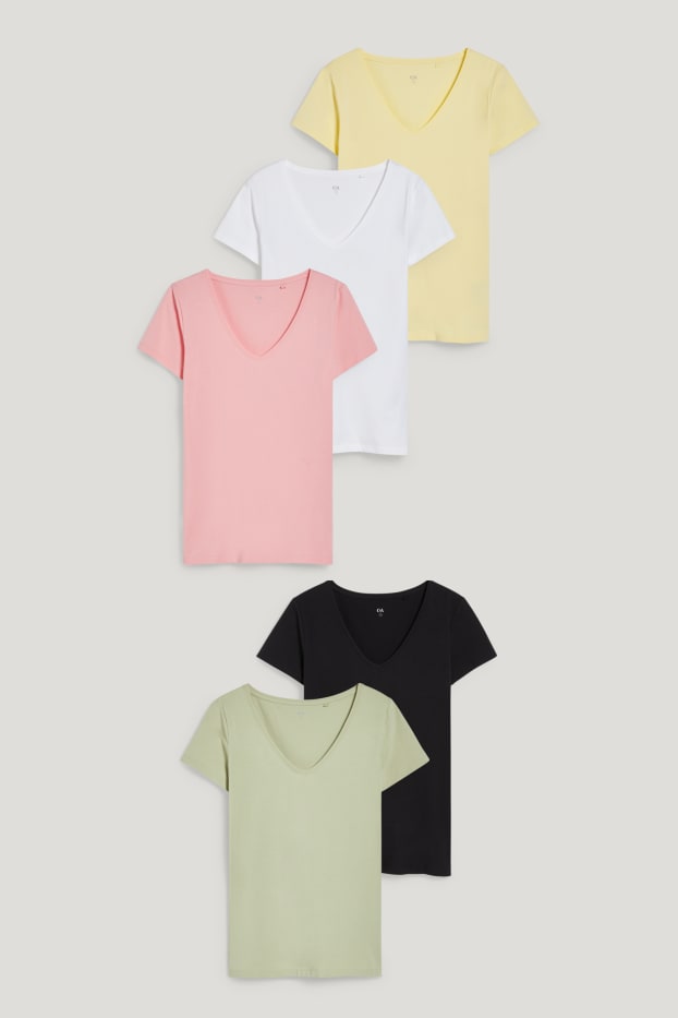 Donna - Confezione da 5 - t-shirt basic - cotone biologico - rosa