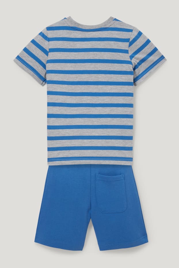 Toddler Boys - Super Mario - Set - Kurzarmshirt und Sweatshorts - 2 teilig - grau / dunkelblau