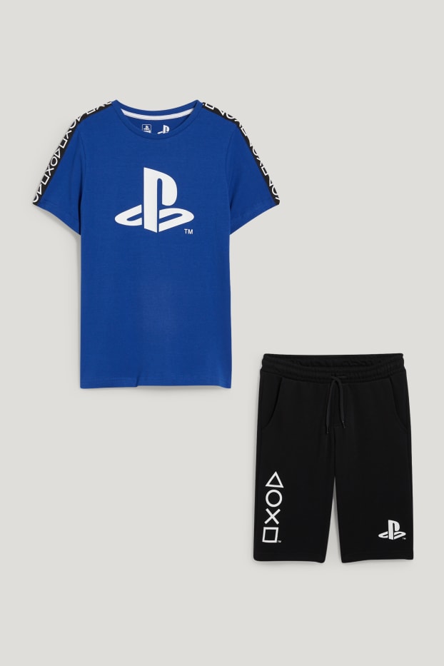 Kids Boys - PlayStation - Set - Kurzarmshirt und Sweatshorts - 2 teilig - schwarz