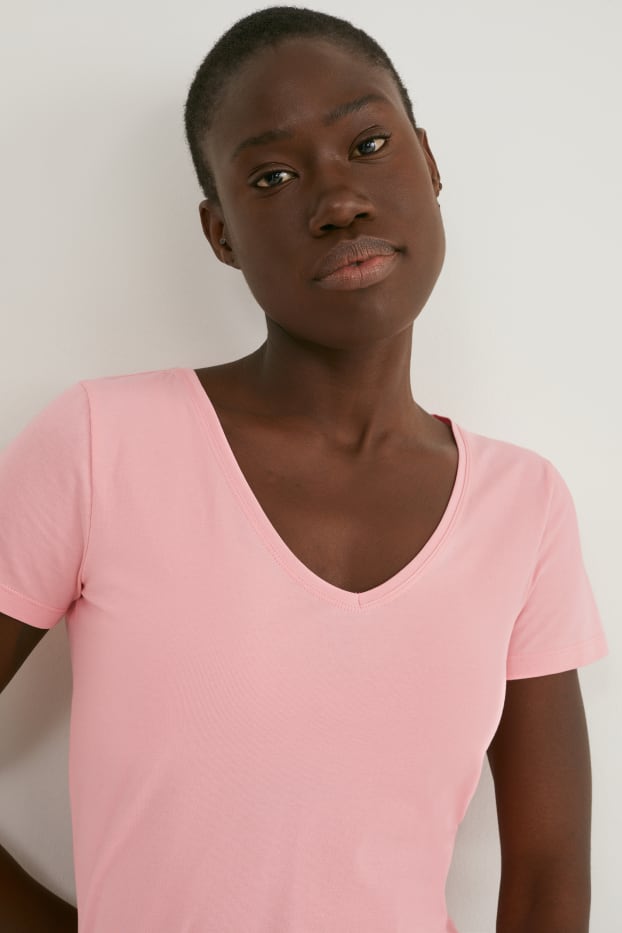 Donna - Confezione da 5 - t-shirt basic - cotone biologico - rosa