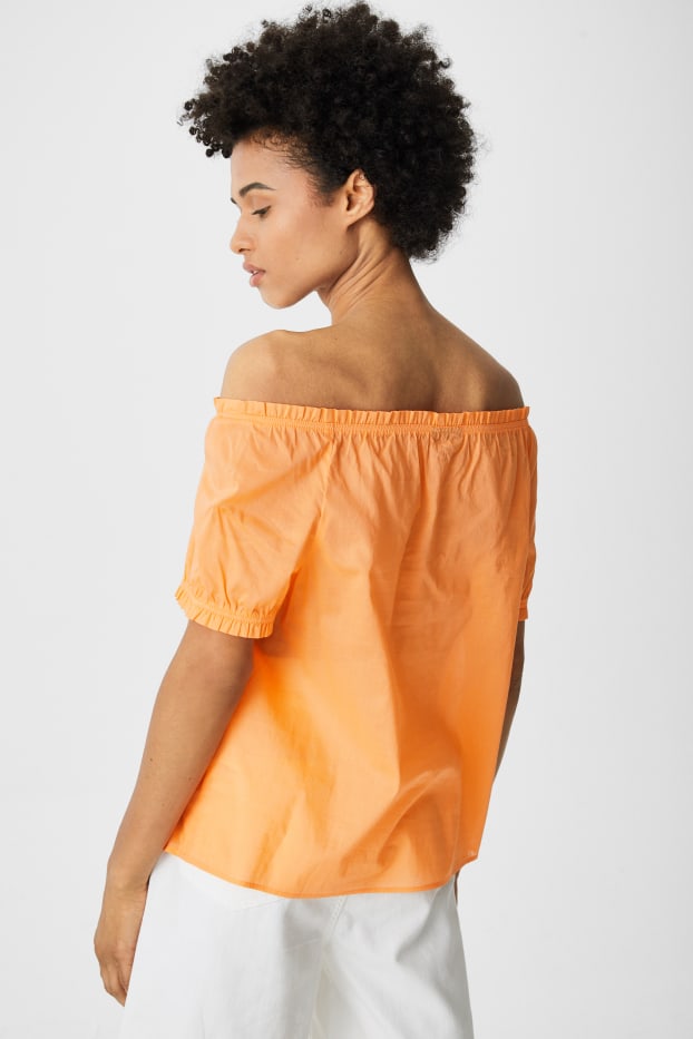 Women - Multipack of 2 - blouse - organic cotton - orange / dark blue